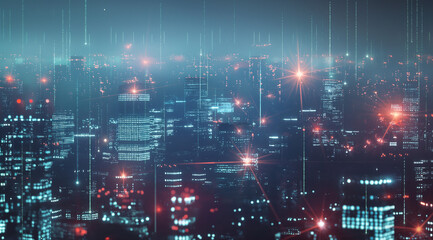 city traffic, spider web, fireworks in the city, fireworks in the night sky, panorama of the city, city at night, Digital cityscape with network connections and smart technolog