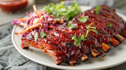Delicious BBQ Ribs with a Side of Coleslaw