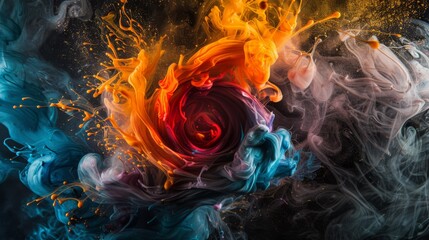 Fototapeta premium Dynamic Paint Splatter on Black Background