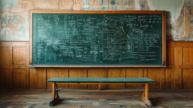 Old School Blackboard with Handwritten Notes.