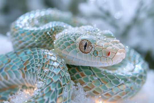 A snake made of precious metals and stones. Jewelry snake. Symbol of 2025