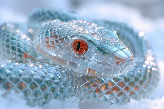A snake made of precious metals and stones. Jewelry snake. Symbol of 2025