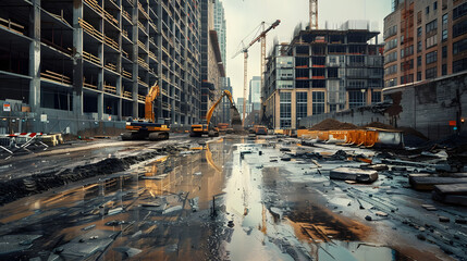 building under construction, industrial development, construction site engineering