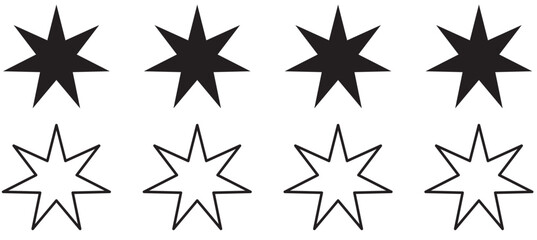Star icon collection. Different star shapes. Black stars icon set. Sparkle star icon set. Vector illustration