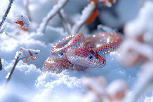 A snake made of precious metals and stones. Jewelry snake. Symbol of 2025