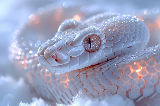 A snake made of precious metals and stones. Jewelry snake. Symbol of 2025