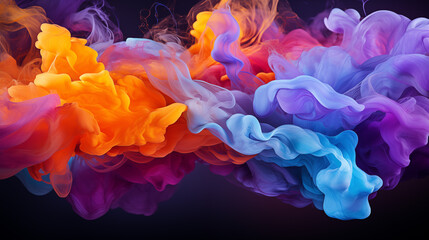 Fototapeta premium Colorful Flowing Paint on Purple Background, Abstract Image, Texture, Pattern Background, Wallpaper, Cover and Screen of Smartphone, Cell Phone, Computer, Laptop, 9:16 and 16:9 Format