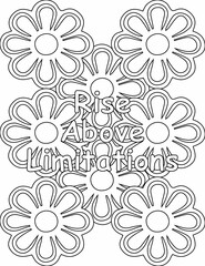 Printable floral coloring page for kids and adults with affirmation quote for self talk and self care. it helps to succeed and struggle against life to enjoy the tough journey
