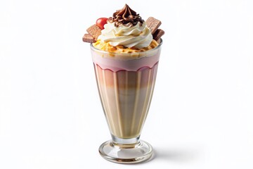 icecream milkshake on white isolated on clear png background and transparent background. food drink and dessert concept for cafe and restaurent, AI generative.
