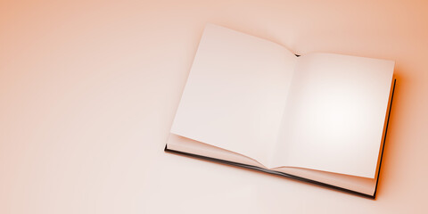 Book on beige background. 3d render.