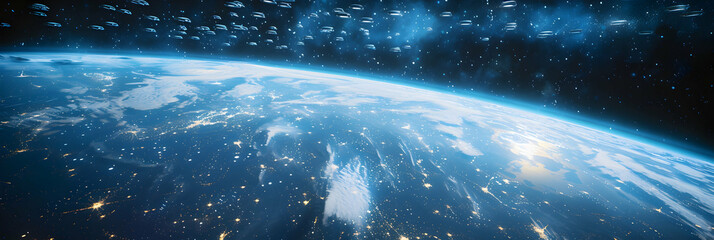 Obraz premium Futuristic solar planet with an interconnected network of space habitats, orbiting the planet in perfect harmony 