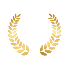 Gold laurel wreath, Golden circular laurel olive branches greek wreath vector illustration, A winner award of olive,stars of victory symbol, achievement heraldry symbol isolated on white background