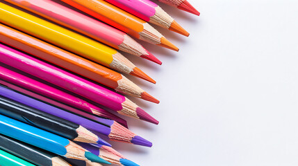 Fototapeta premium Colored pencils, wallpaper, creative art supplies