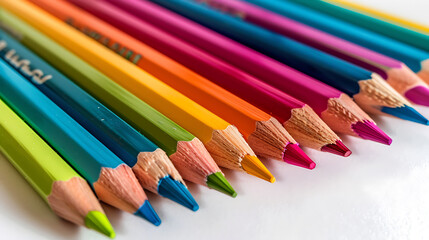 Fototapeta premium Colored pencils, wallpaper, creative art supplies