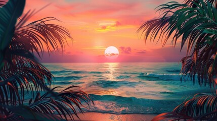 sunset beach background. calm of the sea. sunset wallpaper