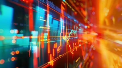 A glowing orange and blue circuit board with a glowing yellow center.