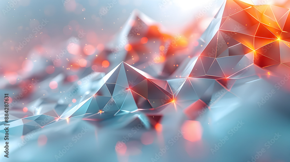 Poster captivating geometric digital architecture composition with interconnected polygonal shapes and a so