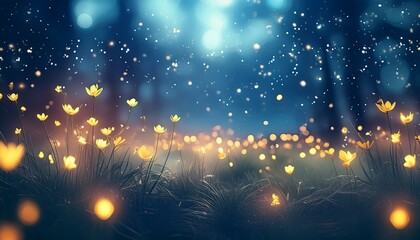 Obraz premium Firefly Serenade: A Peaceful Evening in the Meadow