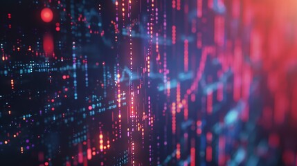 Obraz premium Binary code flowing on a computer screen.