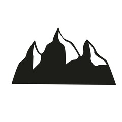 Mountain silhouette. Rocky mountain icon or logo. Vector illustration.
