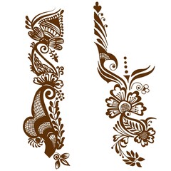 Ornamental flowers. Vector with abstract floral elements in indian style