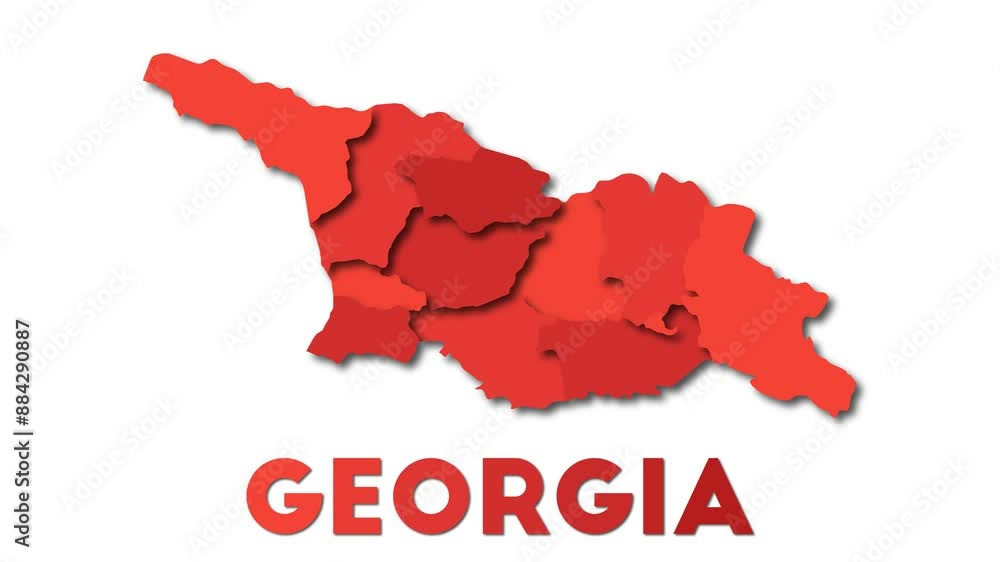Poster georgia map showing regions. animated country map with title. 4k resolution animation.