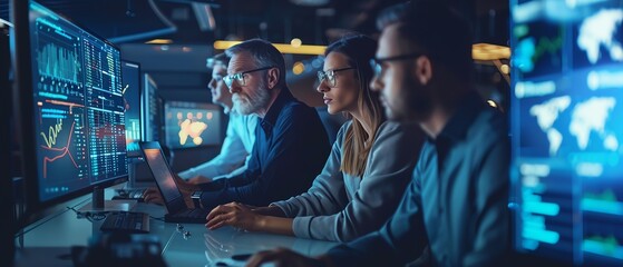 Innovative software development solutions, tech company team meeting, collaborative office environment, hightech brainstorming session