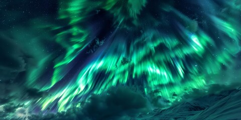 A breathtaking view of the Northern Lights dancing across the Arctic sky, showcasing natural phenomena