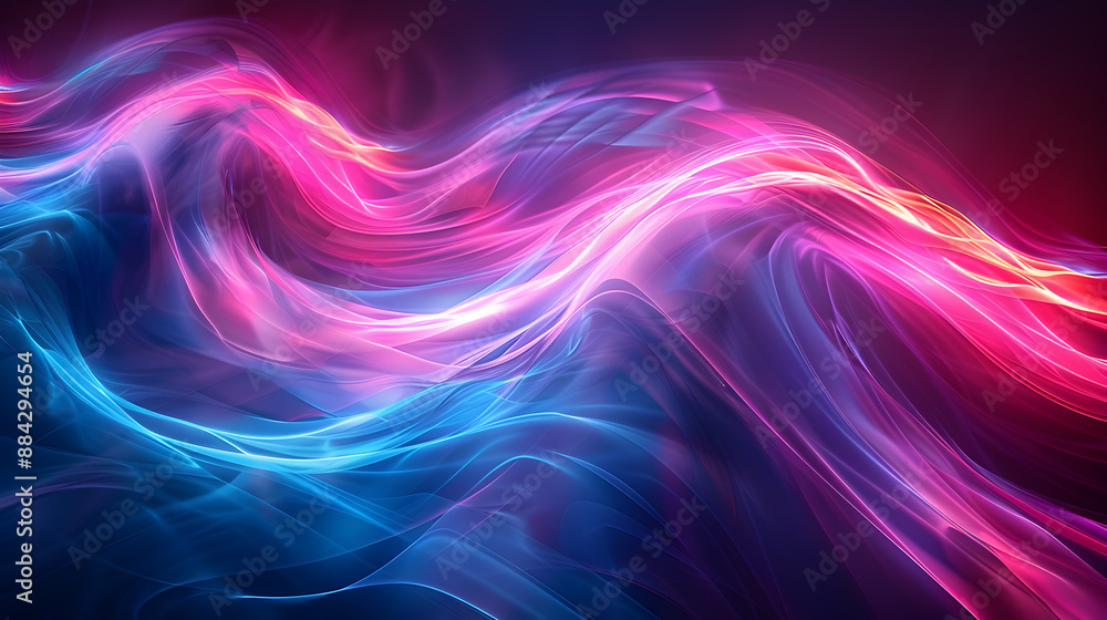 Aufkleber captivating and futuristic display of vibrant neon light waves in shades of blue and pink illuminati