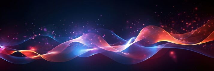 Fototapeta premium Abstract Colorful Waves with Glowing Particles