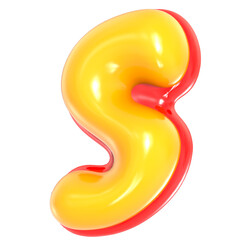 Yellow Alphabet with Red 3D Letter S