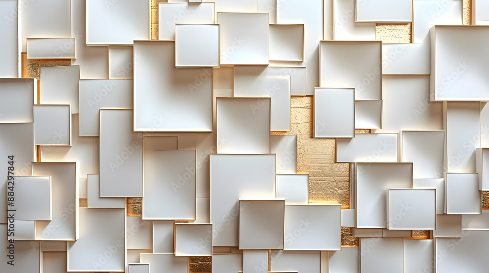 Poster captivating multi dimensional paper art installation featuring a crisp white base with shimmering go