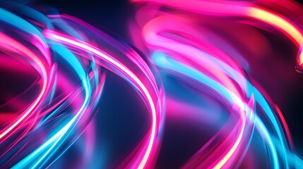 Vibrant neon light trails captured in motion, ideal for dynamic and futuristic visuals. 
