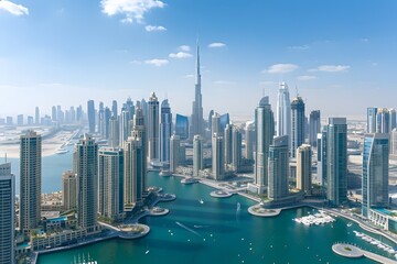 Obraz premium Dubai Skyline with Skyscrapers and Marina