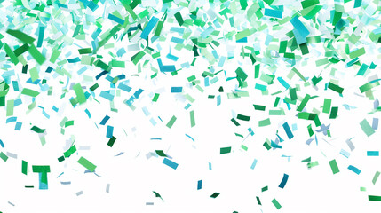 Colorful confetti explosion on white background.
