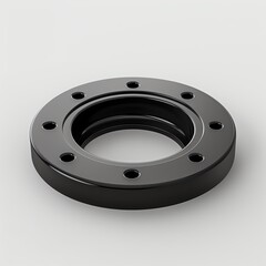 High-quality black metal ring flange with multiple bolt holes on a white background, ideal for industrial applications and mechanical engineering.