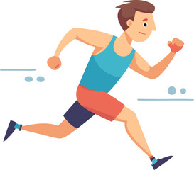 Cartoon illustration of a man running energetically, symbolizing fitness, exercise, and a healthy lifestyle. Conceptual image for sports, training, and physical activity.