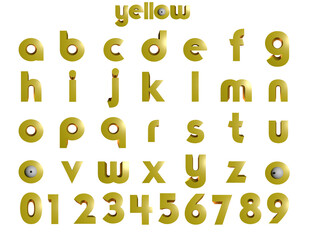 3d cartoon yellow character alphabet 3d illustration
