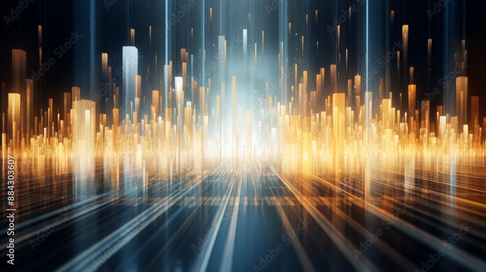 Poster Light beams passing through transparent cables showcasing data movement