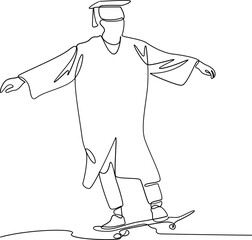 Graduation one line art illustration