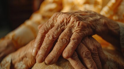 Fototapeta premium Elderly person receiving home healthcare, illustrating care for senior citizens