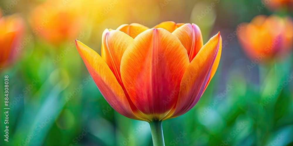 Poster Vibrant orange tulip petals up close, spring, blooming, flower, garden, nature, vivid, close-up, beauty, flora, botanical