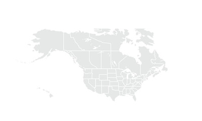 Fototapeta premium North America map illustration,isolated on white background.for website layouts, background, education, precise, customizable, Travel worldwide, map silhouette backdrop, earth geography, political.