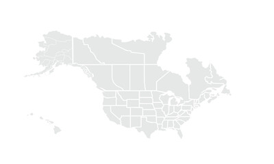 North America map illustration,isolated on white background.for website layouts, background, education, precise, customizable, Travel worldwide, map silhouette backdrop, earth geography, political.