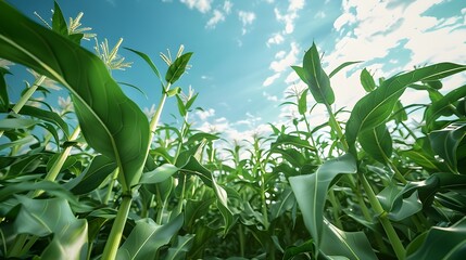 Lush Vibrant GMO Crop Field with Futuristic Biotechnology Landscape