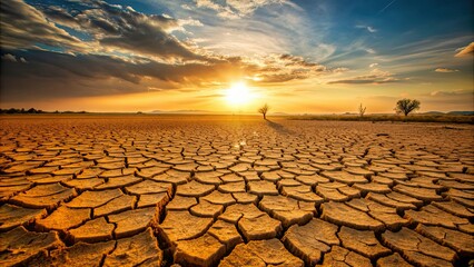 An image depicting a dry, cracked earth as a result of global warming and drought , climate change