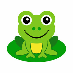 green frog on white