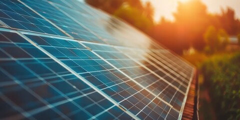 Solar panels bask in the warm sunlight, generating clean renewable energy.