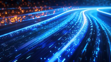 Vibrant electric blue light trails in motion, perfect for dynamic and tech-themed visuals. 