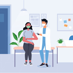 Patient woman taking a medical examination illustration